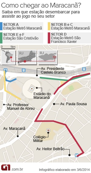 mapa, arte, maracanã, como chegar, metrô (Foto: Editoria de Arte/G1)