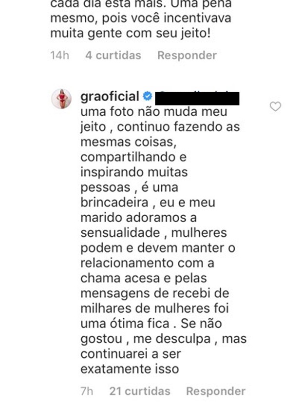 Respostas de Gracyanne Barbosa (Foto: Reprodução/Instagram)