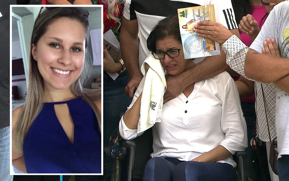 Mãe de Isabela Miranda de Oliveira passou mal durante enterro da filha — Foto: TV Globo/Reprodução