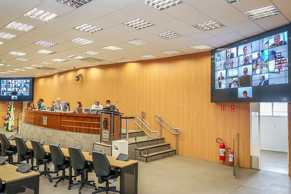 Sess&atilde;o da C&acirc;mara de Campinas aconteceu por Sistema de Delibera&ccedil;&atilde;o Remota &mdash; Foto: Imprensa/C&acirc;mara