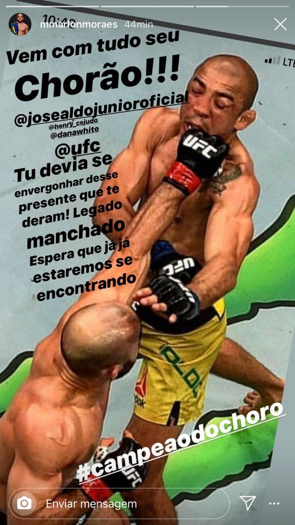 Marlon Moraes provoca José Aldo — Foto: Reprodução / Instagram