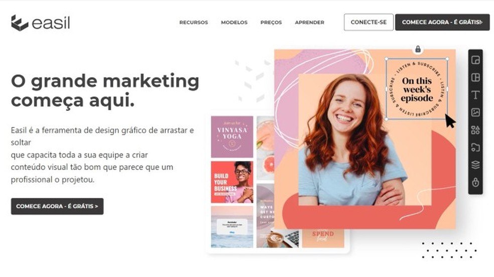Crie artes online com as ferramentas do Easil — Foto: Reprodução/Thaisi Carvalho