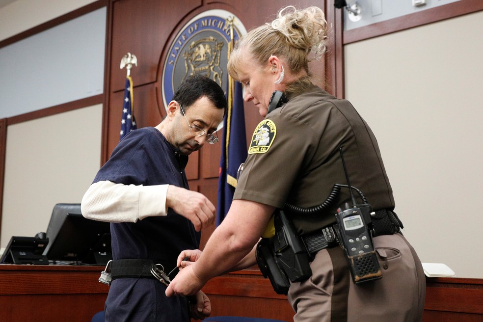 Larry Nassar durante julgamento em Lansing, Michigan (Foto: REUTERS/Brendan McDermid)
