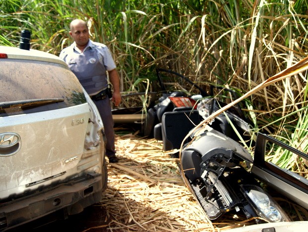 PM localizou desmanche de carros em um canavial em Capivari (Foto: Tonny Machado/Raízes FM)
