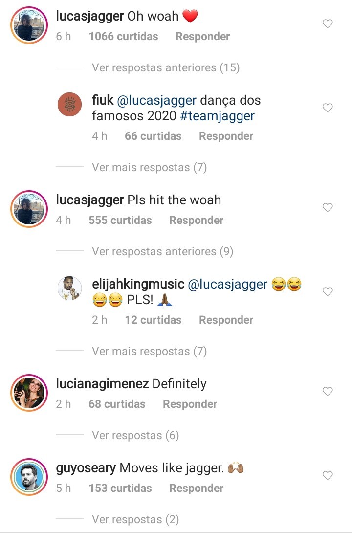 Comentários foto Mick Jagger (Foto: Reprodução/Instagram)