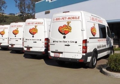 Com uma van adaptada, a rede realiza os serviços de banho e tosa em até 30 minutos (Foto: Divulgação)