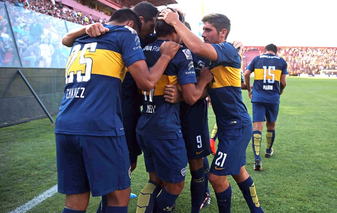 Comemoração do Boca Juniors contra o Palestino (Foto: Agência AP )