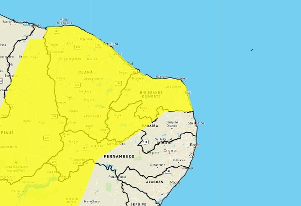 Chuva vai atingir todos os municípios do RN — Foto: Divulgação/Inmet