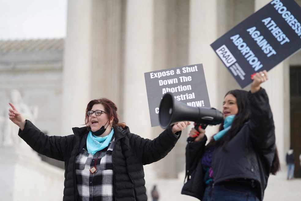 Lauren Handy, à esquerda, é uma das líderes de movimento antiaborto nos EUA — Foto: Sarah Silbiger/Reuters/Arquivo