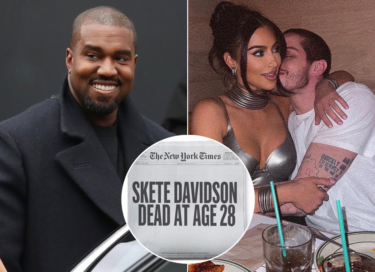 Kanye West zoou o término de Kim Kardashian e Pete Davidson com meme (Foto: Getty Images e Reprodução / Instagram)