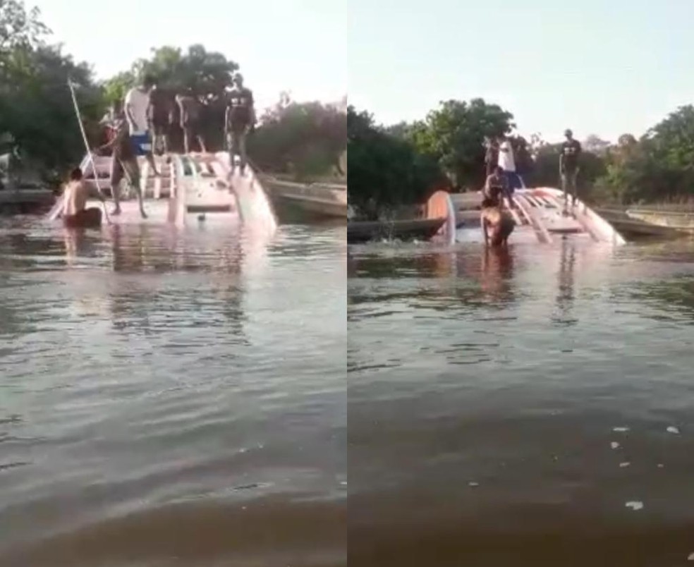 Barco naufragou na região de Nhamundá, no Amazonas.  — Foto: Divulgação