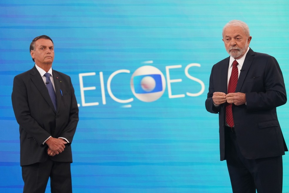 Bolsonaro e Lula no debate da Globo — Foto: Stephanie Rodrigues/g1