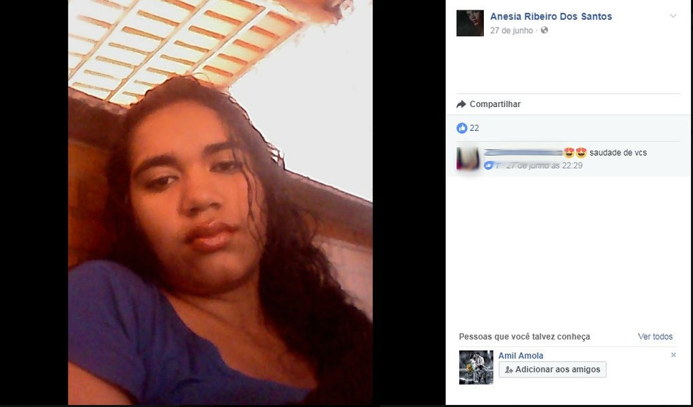 Corpo de Anésia Ribeiro dos Santos foi encontrado nesta segunda-feira (Foto: Reprodução/Facebook)