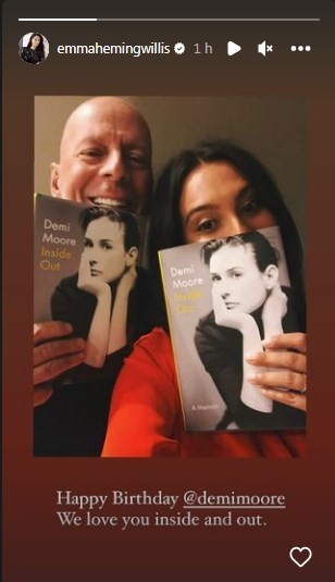 Bruce Willis celebra aniversário de Demi Moore ao lado da mulher — Foto: Reprodução/Instagram