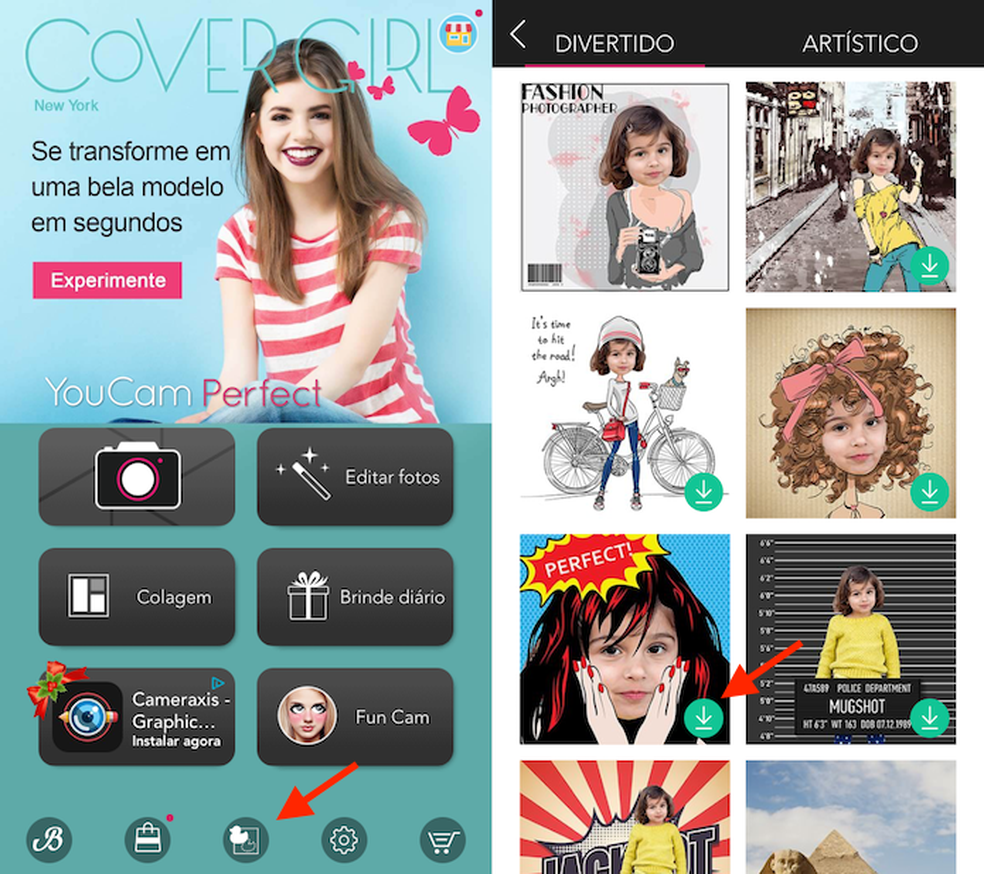Opção para abrir a tela para criação de posters do YouCam Perfect (Foto: Reprodução/Marvin Costa)