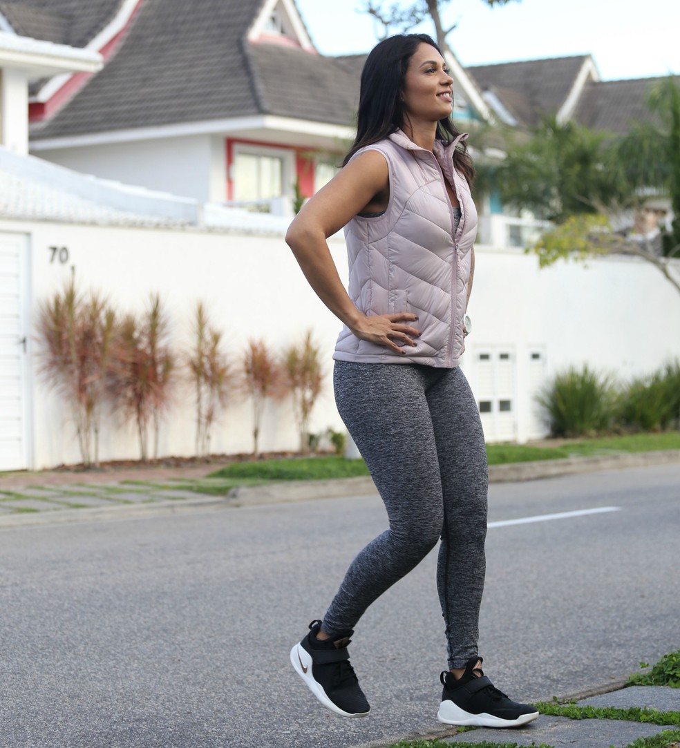 EuAtleta - Milene Nogueira simulacao de subida na escada alternado as pernas  (Foto: Janderson Pires/ Palmer Assessoria de Comunicação)
