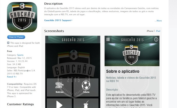 Gaúcha disponibiliza novo aplicativo de futebol para smartphones e tablet