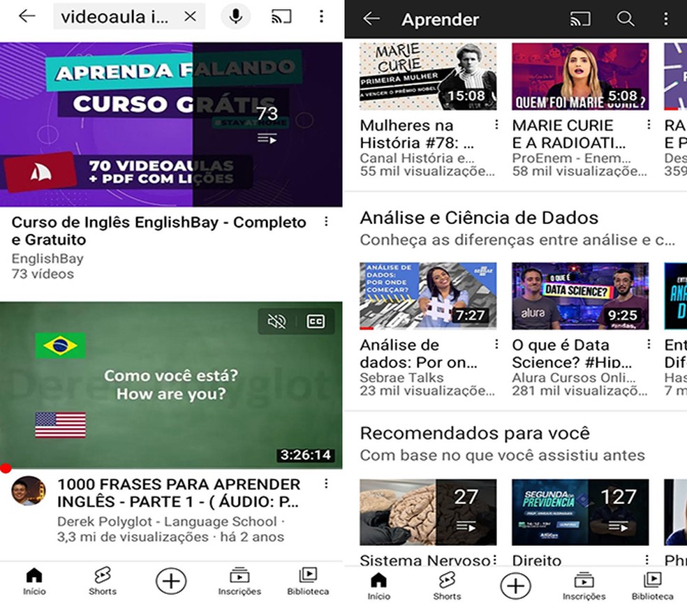 YouTube conta com diversos canais que se propõem a ensinar — Foto: Reprodução/Flávia Fernandes