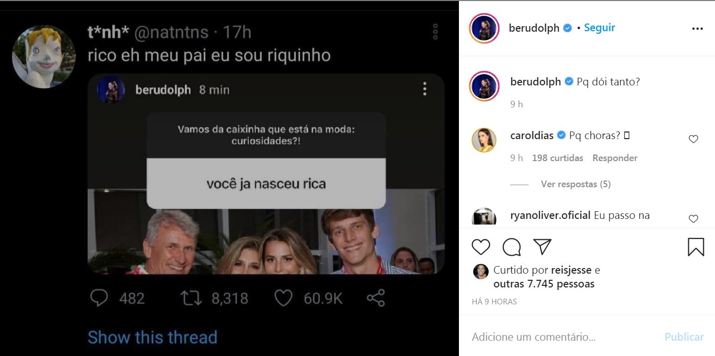 Postagem de Bettina Rudolph (Foto: Reprodução Instagram)