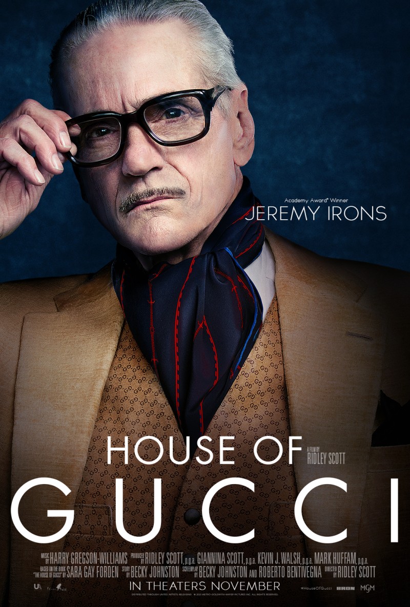 Jeremy Irons no pôster de House of Gucci (Foto: Divulgação)