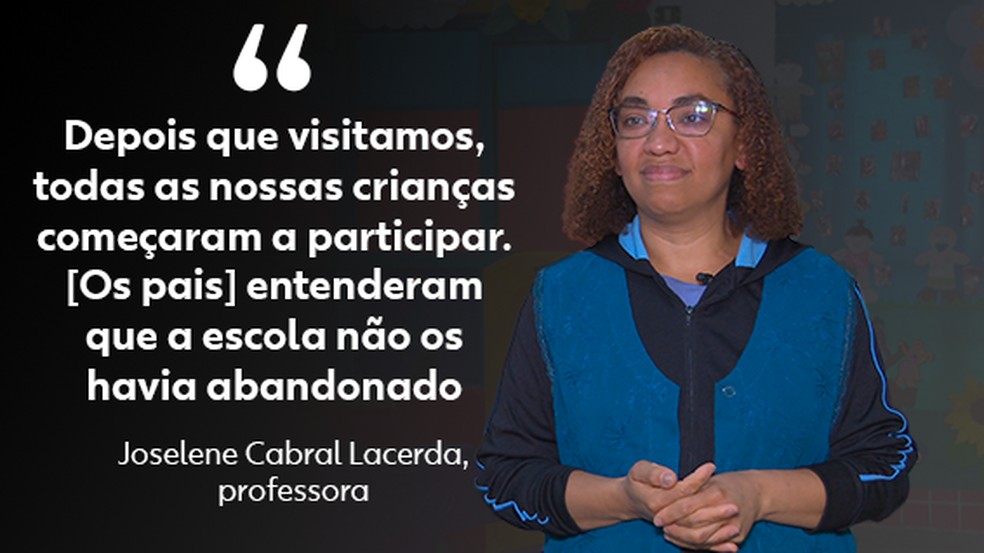 A professora Joselene Cabral Lacerda trabalha na Escola Municipal Luiza Rodrigues de Oliveira, em Suzano (SP) — Foto: Rodrigo Pires e Juan Silva/TV Globo