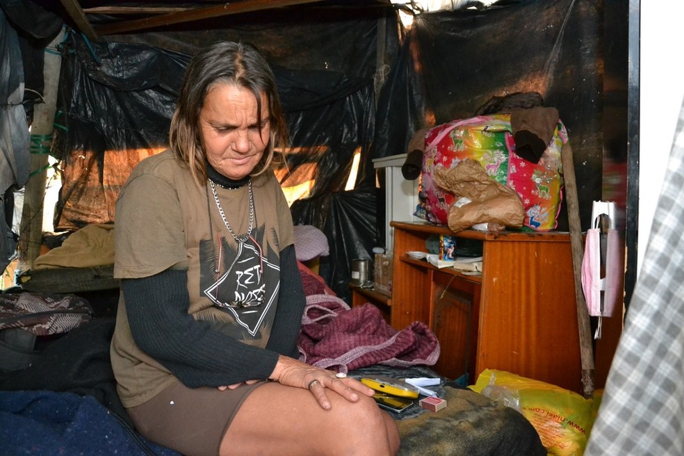 Célia afirma que não tem para onde ir em Marília — Foto: Leonardo Moreno/Arquivo pessoal