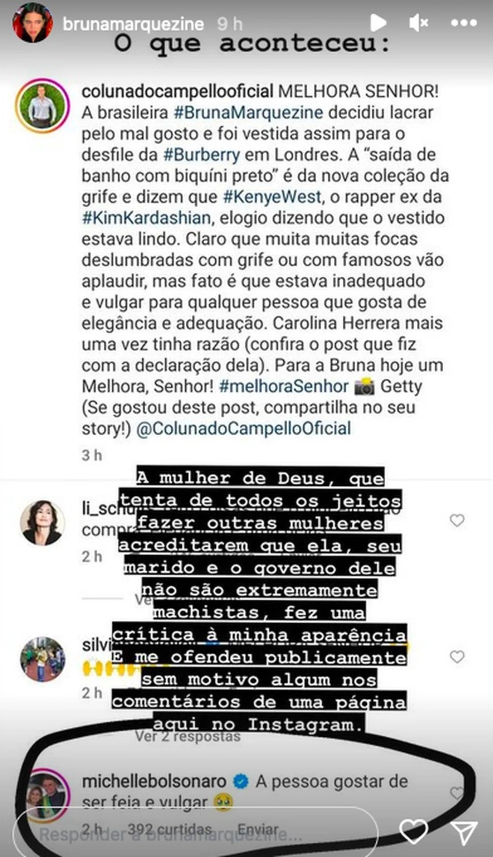 Bruna Marquezine responde crítica de Michelle Bolsonaro — Foto: Reprodução