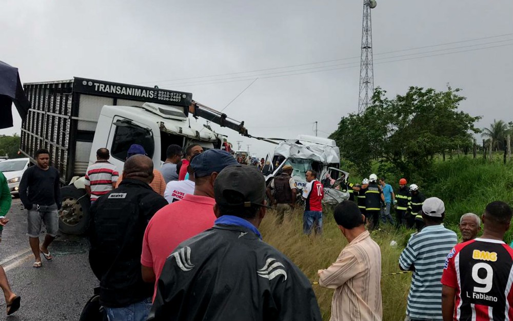  Batida entre van e carreta deixa 8 mortos na Bahia