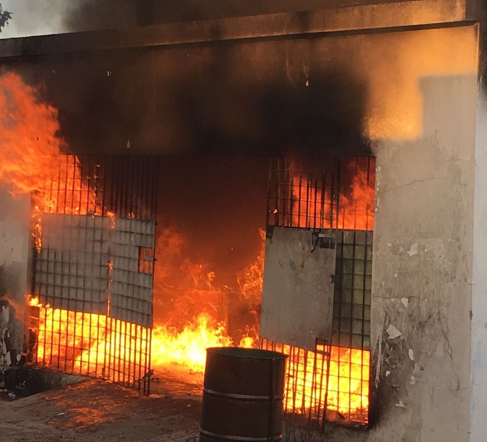 Incêndio aconteceu no Cemitério Dom Bosco na tarde desta quinta-feira (2) (Foto: WhatsApp/Reprodução)