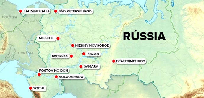 INFO Mapa Rússia sedes Copa do Mundo 2018 (Foto: Editoria de Arte)
