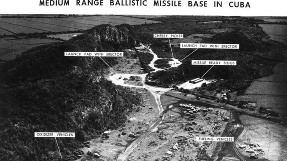Imagens feitas pelos EUA das plataformas de mísseis em Cuba em 1962 — Foto: GETTY IMAGES/via BBC
