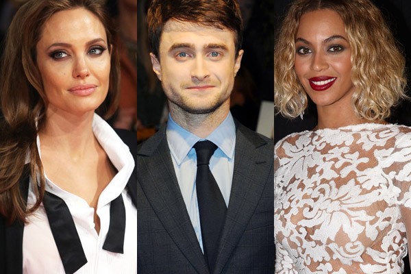 Angelina Jolie, Daniel Radcliffe e Beyoncé (Foto: Getty Images)
