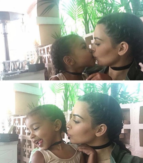 Kim Kardashian e sua filha, North (Foto: Snapchat)