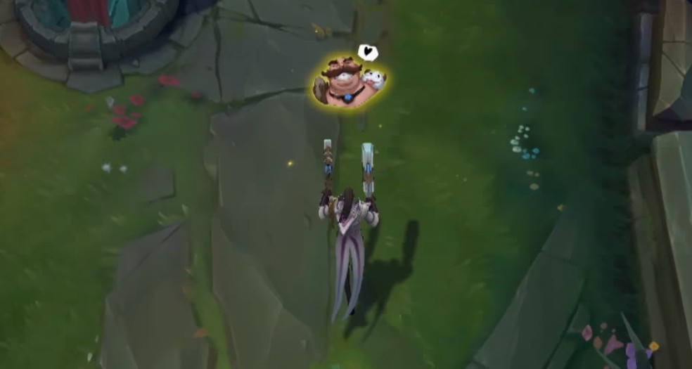 Arrastar o mouse para a direção do emote desejado o ativa sem precisar clicar — Foto: Reprodução/Riot Games