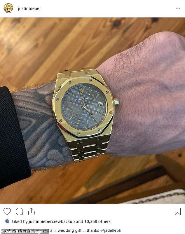 Relógio que Justin gahou de presente em seu casamento com Hailey Baldwin (2019) (Foto: Instagram)