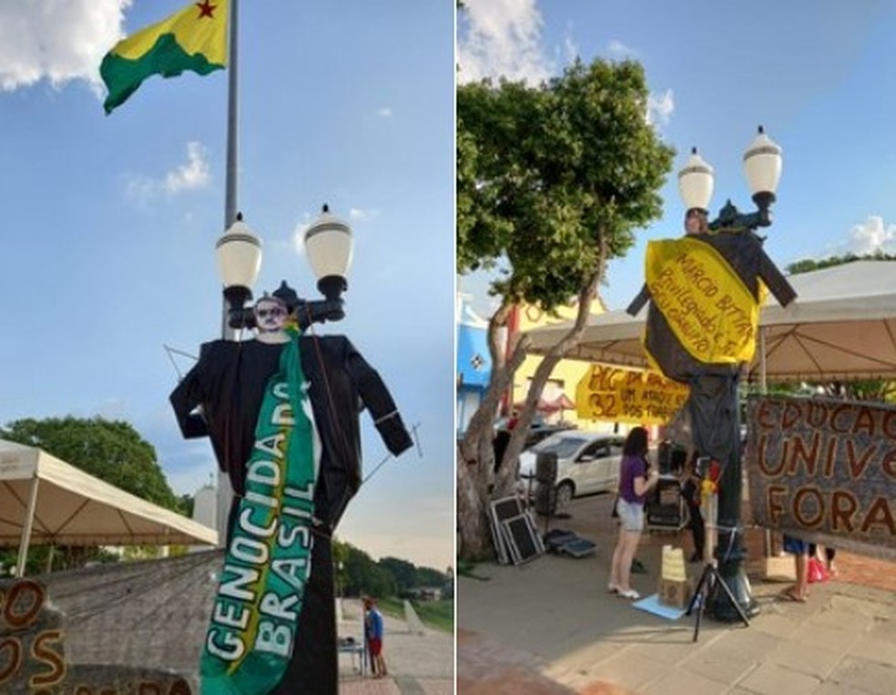 Manifestantes fizeram ato contra o presidente Bolsonaro no Acre — Foto: Arquivo pessoal