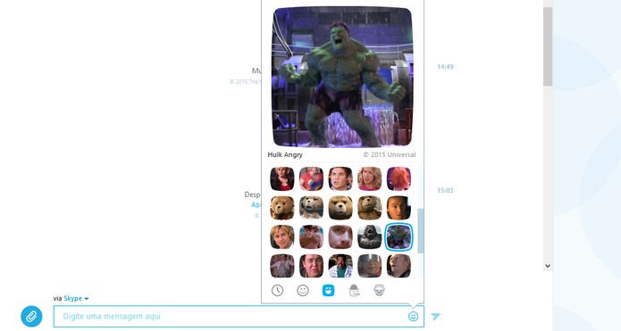 Hulk chega para representar o Moji de raiva no Skype (Foto: Reprodução/Barbara Mannara)
