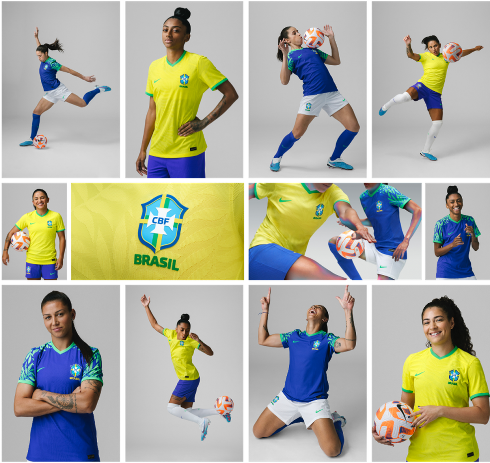 Novos uniformes da seleção feminina — Foto: Divulgação Nike