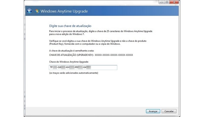 Chave de registro do Windows inserida para atualização (Foto: Reprodução/Raquel Freire)