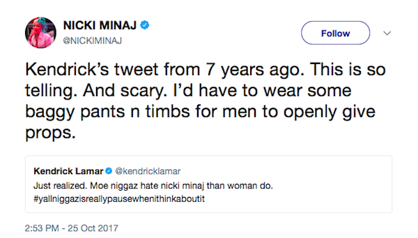 Um trecho do desabafo de Nick Minaj nas redes sociais (Foto: Twitter)