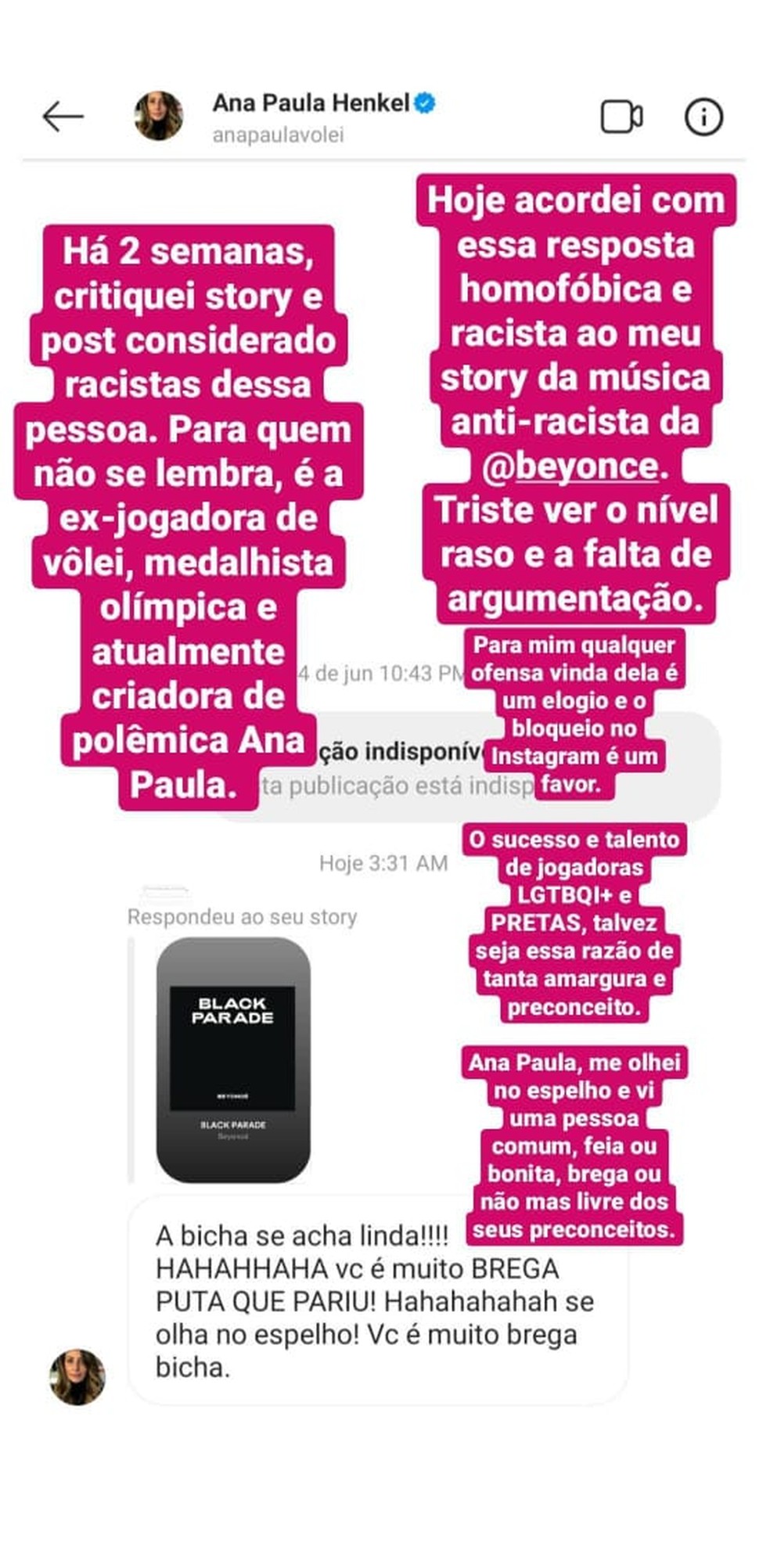 Ana Paula é acusada de homofobia por jovem paulista — Foto: Reprodução