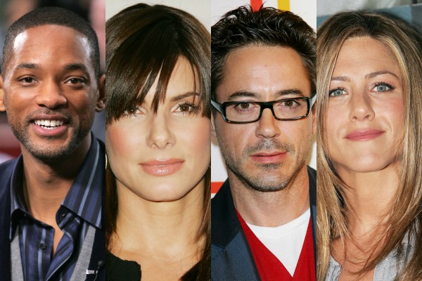 Will Smith, Sandra Bullock, Robert Downey Jr e Jennifer Aniston (Foto: Getty Images)