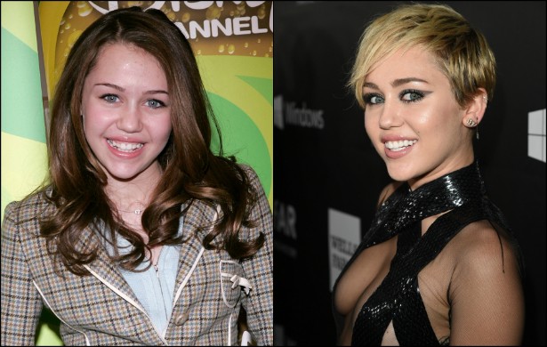 Pode-se até questionar a superexposição que Miley Cyrus vem fazendo de si mesma e de sua sexualidade. Porém é fato que a aparência da cantora evoluiu MUITO da fase Hannah Montana para a atual. A radicalização no penteado e o conserto nos dentes foram cruciais para melhorar a imagem da popstar de fevereiro de 2006, quando tinha 13 anos, para hoje, prestes a completar 22. (Foto: Getty Images)
