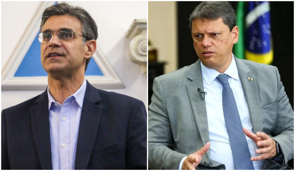 O atual governador de SP, Rodrigo Garcia (PSDB), e o governador eleito Tarcísio de Freitas (Republicanos).   — Foto: Montagem/g1/Divulgação