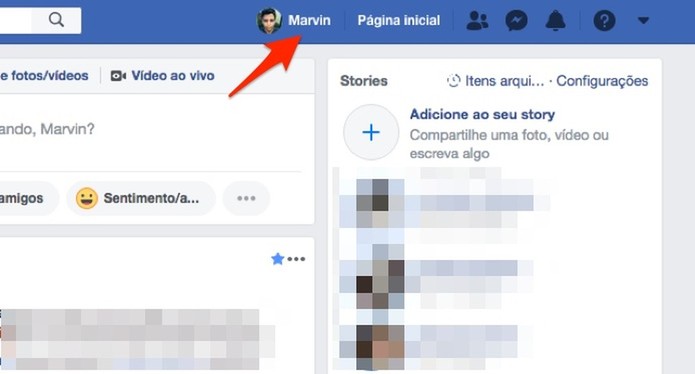 Ação para acessar um perfil de usuário do Facebook (Foto: Reprodução/Marvin Costa) Ação para acessar um perfil de usuário do Facebook (Foto: Reprodução/Marvin Costa)