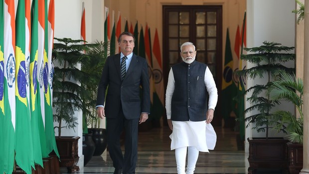 Jair Bolsonaro em visita a Índia  (Foto: Clauber Cleber Caetano/PR, via Agência Brasil)