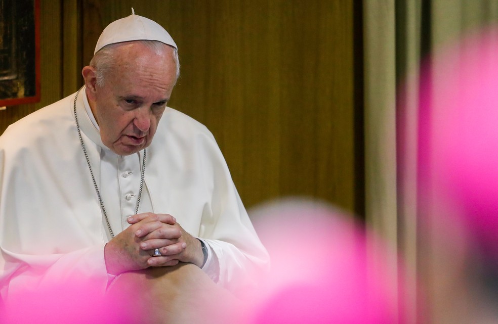 Papa Francisco durante o Sínodo da Amazônia, no Vaticano — Foto: Remo Casilli/Reuters