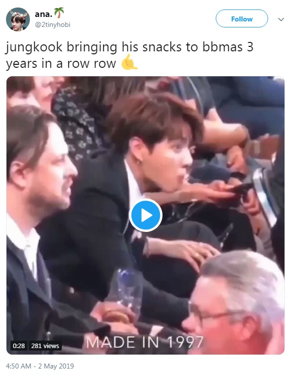 Tweet sobre Jungkook no Billboard Music Awards 2019 (Foto: Reprodução / Twitter)