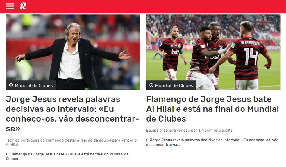 Record, de Portugal, dá destaque ao Mister — Foto: Reprodução
