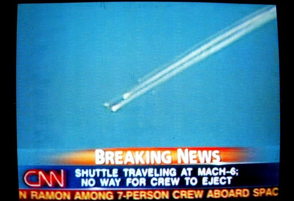Em 1º de fevereiro de 2003, a espaçonave se desintegrou sobre os estados do Texas e Louisiana ao reentrar na atmosfera da Terra — todos os 7 membros da tripulação morreram — Foto: Getty Images via BBC
